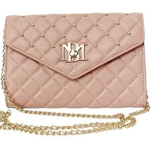 Badgley Mischka Vegan Leather Purse Diamond Quilted Blush Pink Crossbody Bag NWT